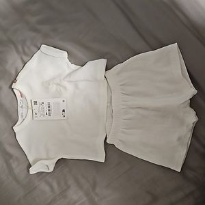 Zara baby, 2 piece outfit. Waffle. Cream. Size 3 months